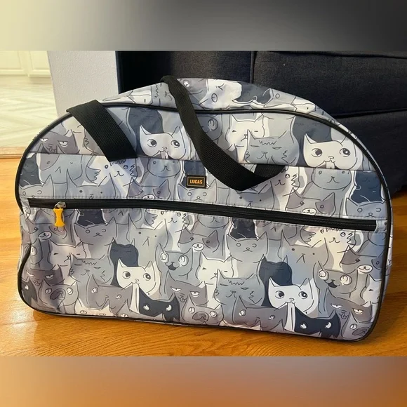Lucas duffel bag with a grey cat pattern - Picture 1 of 6